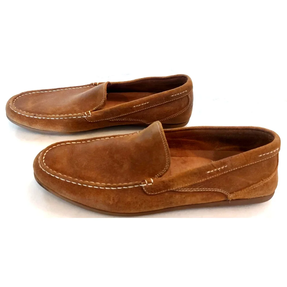 Rockport Leather Loafers Shoes Tan Tumbled Leather Size‎ 10